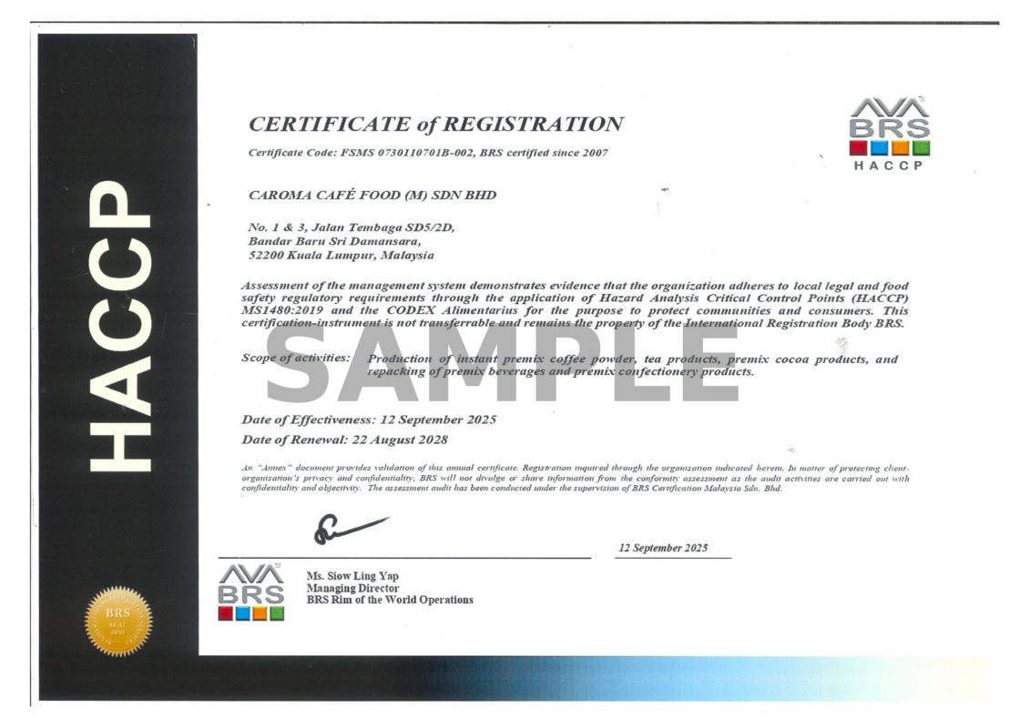HACCP Food Safety Certification – CAROMA