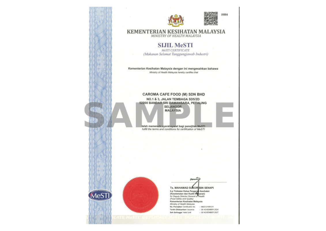 MeSTI Food Safety Certification – CAROMA Malaysia