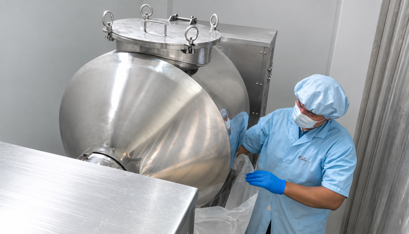 Beverage production mixing machine at CAROMA manufacturing facility