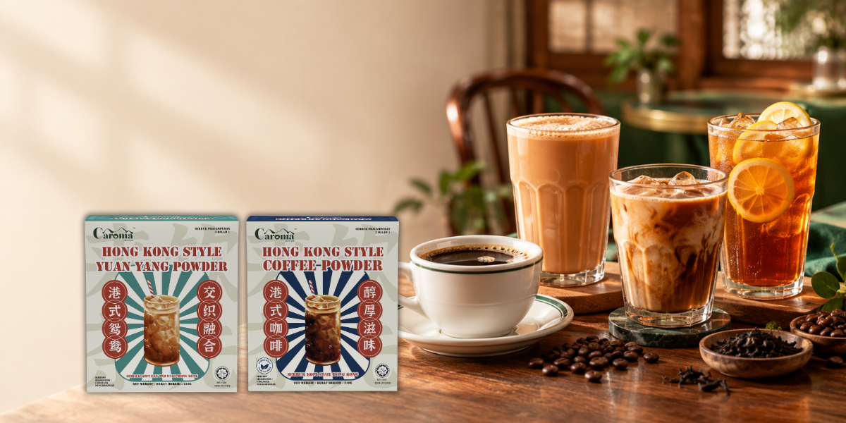 CAROMA Hong Kong Series featuring Hong Kong-style coffee, yuan yang and tea beverages